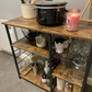 Baker's Rack Kitchen Island Microwave Storage Rack w/ Metal Mesh Basket Shelves & 6 Hooks