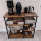 Baker's Rack Kitchen Island Microwave Storage Rack w/ Metal Mesh Basket Shelves & 6 Hooks