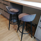 2 Set Bar Stools Dark Grey Velvet Seat Bar Chairs