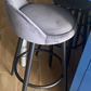 2 Set Bar Stools Dark Grey Velvet Seat Bar Chairs