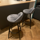 2 Set Bar Stools Dark Grey Velvet Seat Bar Chairs