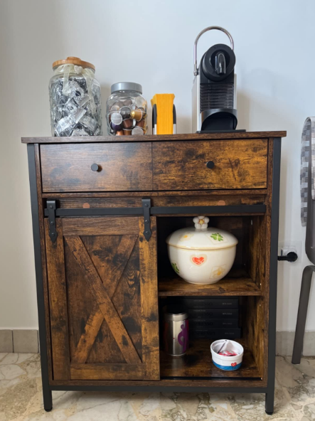 Storage Cabinet, Sideboard and TV Cabinet, Cabinet with 1 Drawer and Sliding Barn Door