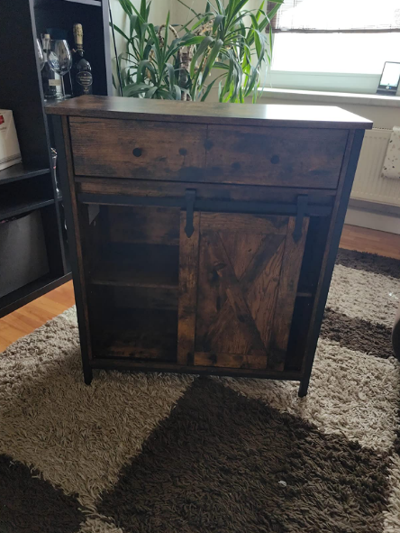 Storage Cabinet, Sideboard and TV Cabinet, Cabinet with 1 Drawer and Sliding Barn Door