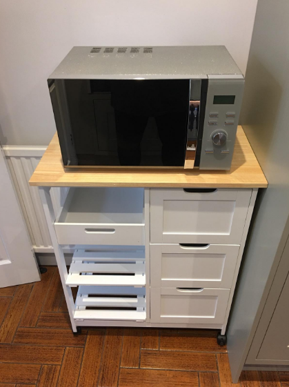 Kitchen Storage Trolley Cart with 3 Drawers and Removable Tray, White