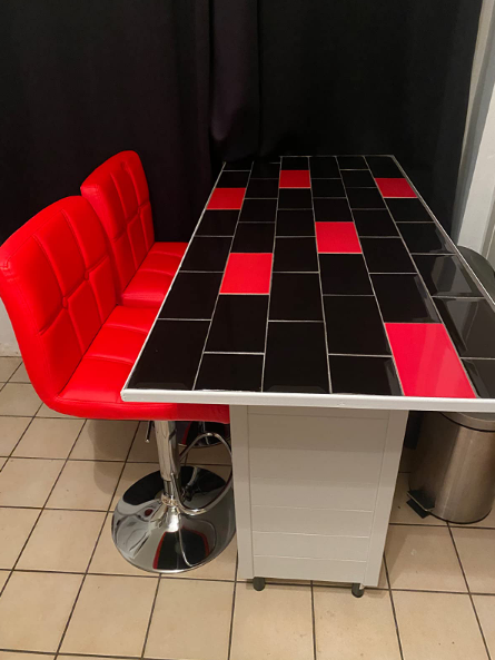 Set of 2 Red Bar Stools, Modena Style Faux Leather, swivel, height adjustable