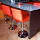 Set of 2 Red Bar Stools, Modena Style Faux Leather, swivel, height adjustable