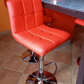 Set of 2 Red Bar Stools, Modena Style Faux Leather, swivel, height adjustable