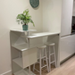 WOLTU Kitchen Bar Counter Table Bistro Table Breakfast Dining Table White Coffee Table with 2-Tier Storage Rack Shelves for Beverage Display Shelving Strong Metal Frame BT27ws