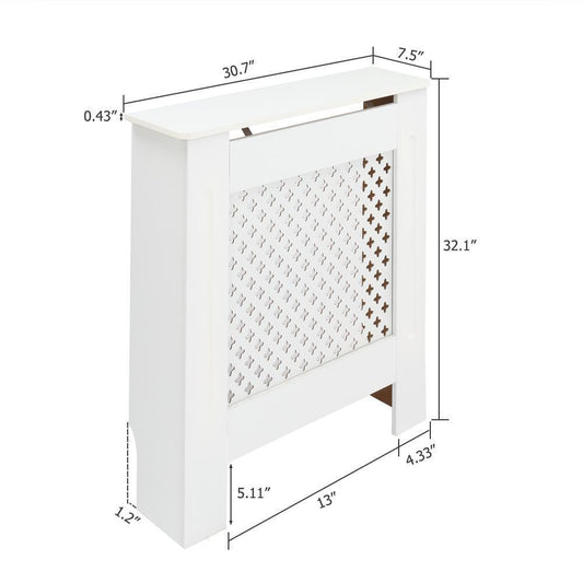 New Wall Heater Radiator Cover White Traditional MDF Wood Grill Cabinet Shelfs