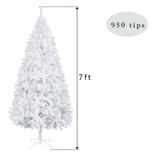 7Ft White Christmas Tree Xmas Decor Bushy Pine with Metal Stand