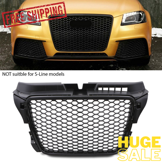 RS STYLE BLACK DEBADGED BADGELESS SPORT MESH GRILL GRILLE FOR AUDI A3 8P 09-11