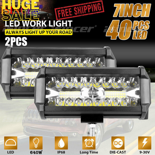 7" inch LED Work Light Bar Flood Spot Lights Driving Lamp Offroad Car Truck SUV 716852947706