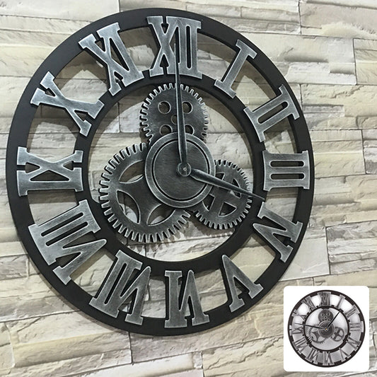 LARGE 40CM WALL CLOCK OUTDOOR GARDEN Big ROMAN NUMERALS GIANT OPEN FACE METAL