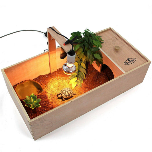 Tortoise Table Small Pet Reptile Wooden House Hide Shelter Den with Run Easipet 5060477743812