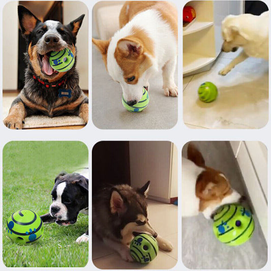 Wobble Wag Giggle Ball Dog Doggy Indoor Outdoor Pet Toy Rolling with Funny Sound