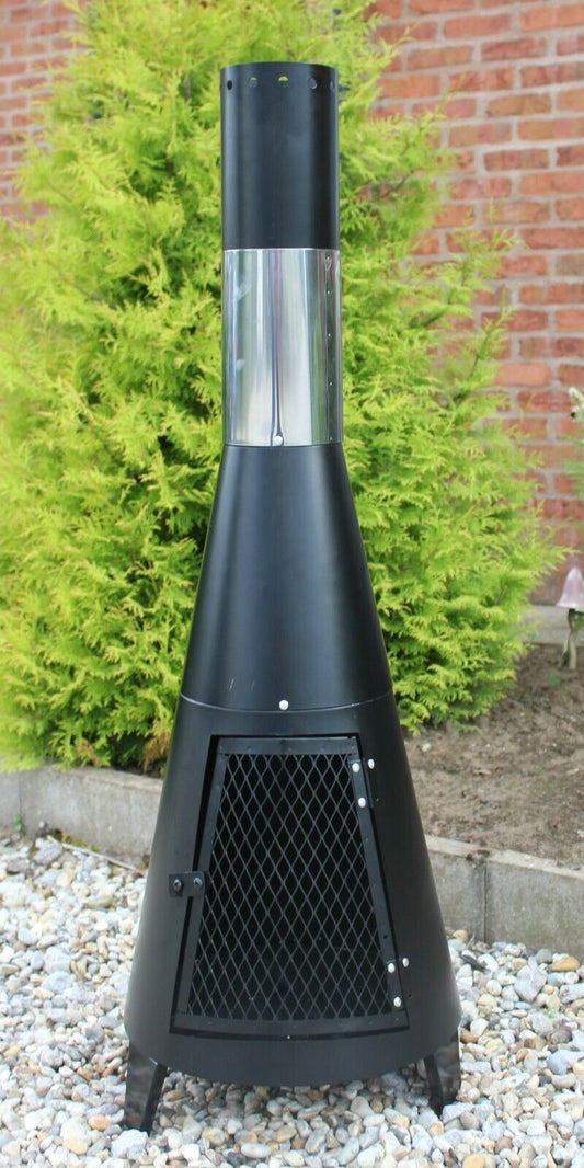 Steel Chiminea Large Fire Pit Outdoor Garden Patio Heater BBQ 130cm Black