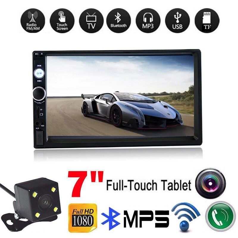 7" Double 2 DIN Car Radio Stereo Bluetooth Music Player FM USB AUX Rear Camera