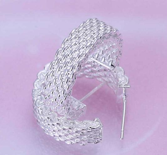 925 Sterling Silver plated Hoop Earrings Stud Textured Butterfly Ladies Gift UK FREE SHIPPING