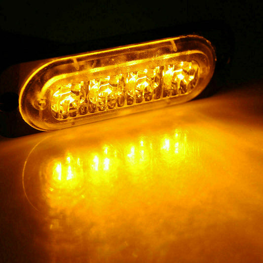 4x 4 LED Amber Recovery Strobe Flashing Grille Lightbar Lamp Truck Beacon Light