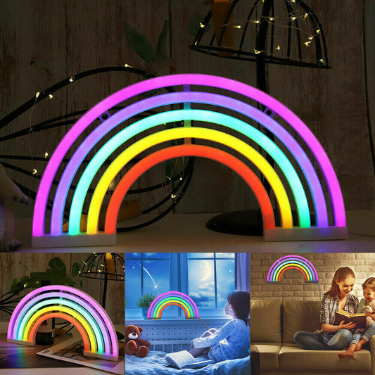 Rainbow Neon LED Night Lights Wall Decor for Girl Children Baby Room Kids Gifts