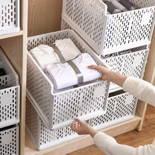 Stackable Clothes Storage Drawer Basket Dividers Wardrobe Closet Organizer Rack