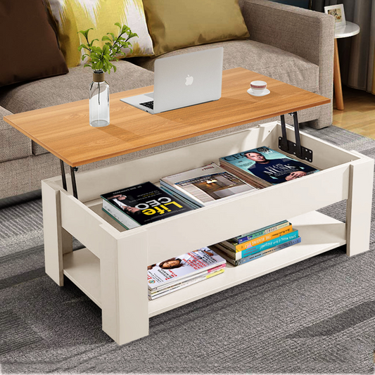 Wooden Coffee Table With Storage Lift Top Up Drawer Shelf Living Room Furniture