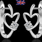 925 Sterling Silver Heart Hoop Earrings Crystal Ladies Girls Gift Bag UK FREE SHIPPING