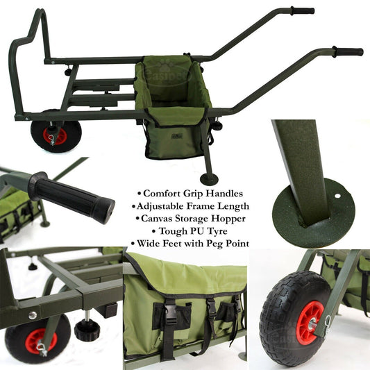 NEW! Fishing Trolley Solid PU Wheel Folding Barrow Cart with Detachable Bag