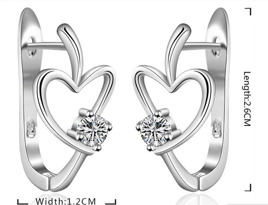 925 Sterling Silver Heart Hoop Earrings Crystal Ladies Girls Gift Bag UK FREE SHIPPING