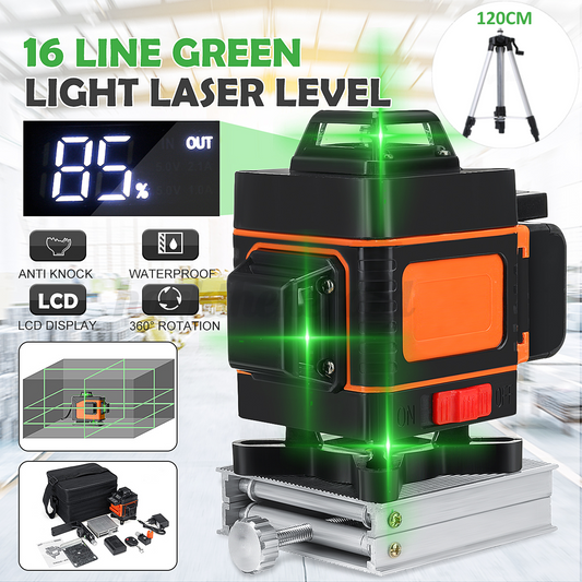 4D16 Lines Self-Leveling Cross Line Laser Level with LCD Screen