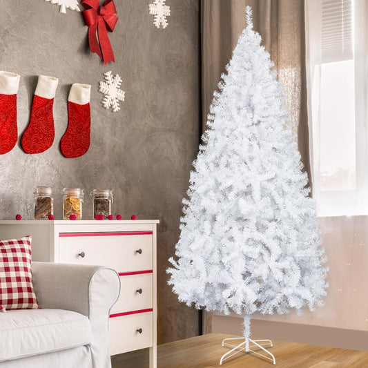 7Ft White Christmas Tree Xmas Decor Bushy Pine with Metal Stand