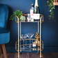 Stylish Gold Drinks Trolley Two Glass Shelves Eye Catching Gold With Castor