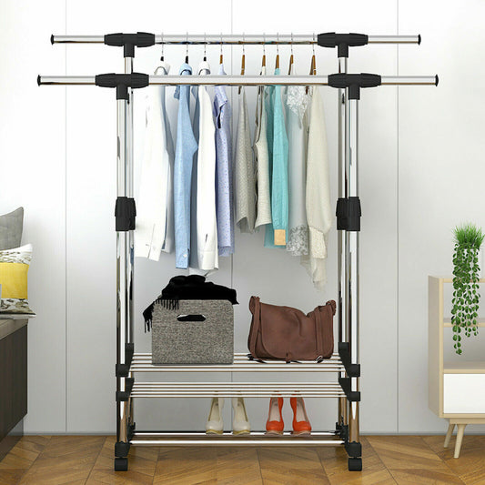 NEW! Heavy Duty Metal Clothes Rail Storage Garment Shelf Hanging Display Stand Rack