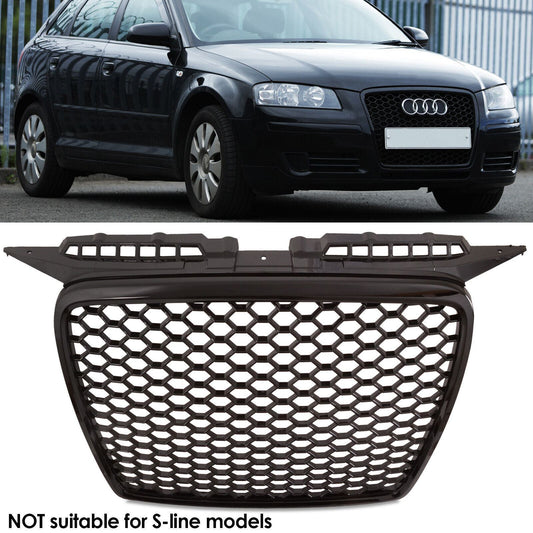 BADGELESS DEBADGED FRONT BLACK MESH GRILL GRILLE FOR AUDI A3 8P 04-07