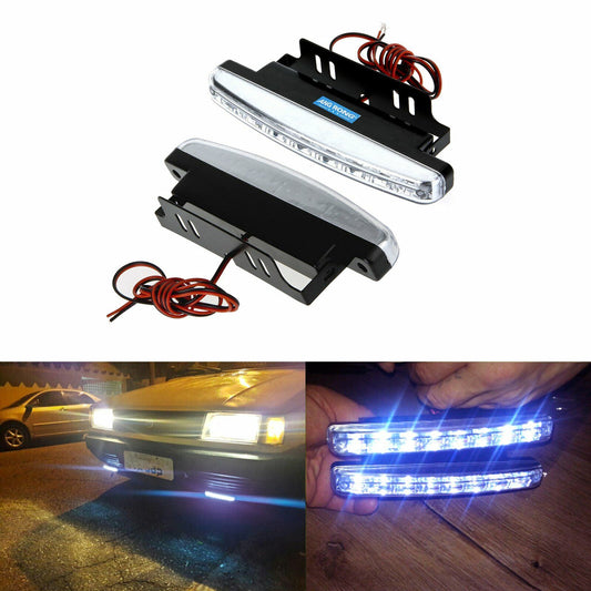 8 LED Fog Daytime Running Light Car Indicator Side Bumper Driving Lamp DRL White