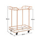 Rose Gold Glass Drinks Trolley Wheels 2 Tiers Home Bar Cart Kitchen Food Serving
