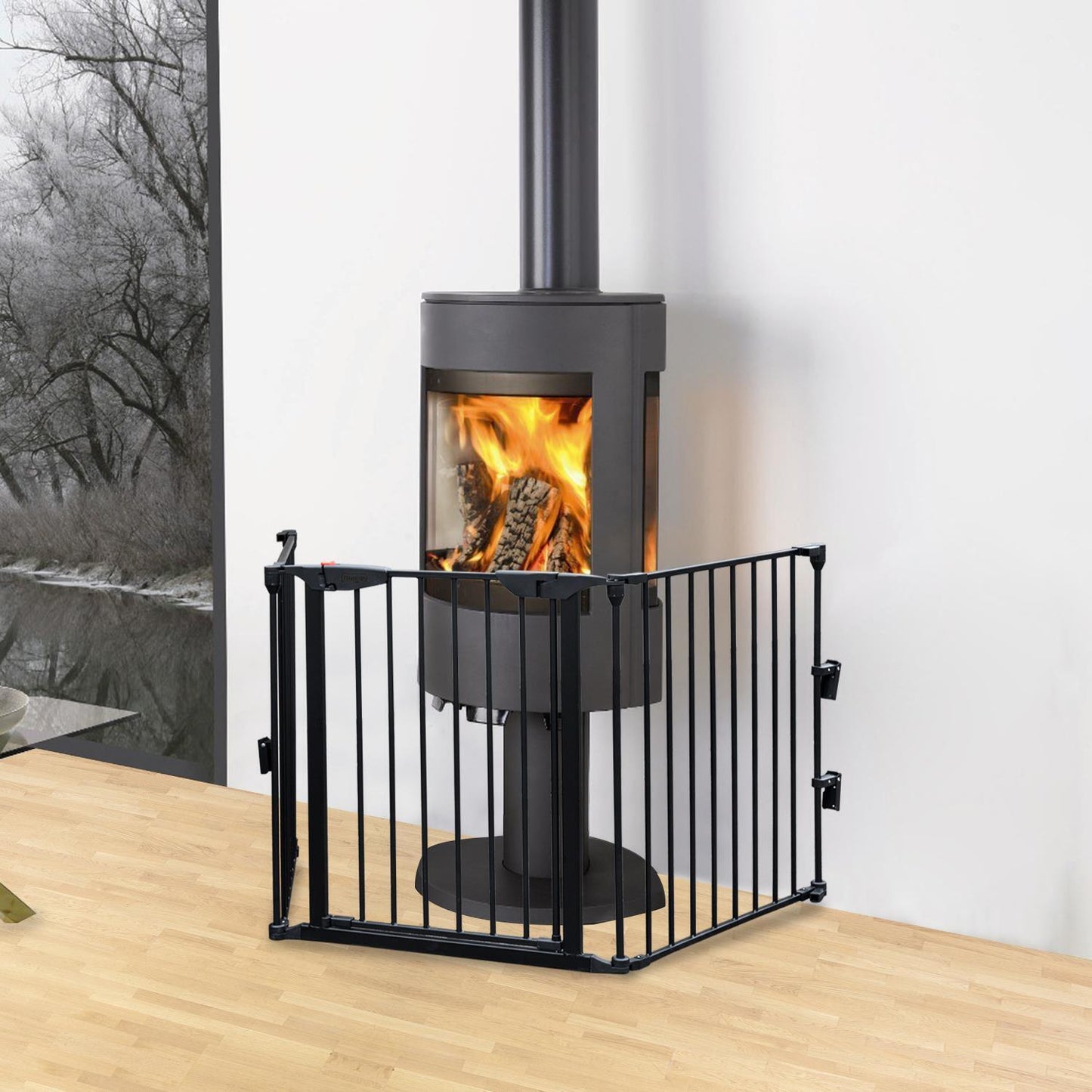 Baby Safety Fence Room Divide Metal Fire Gate Pet Dog Cat Fireplace 74*29inch