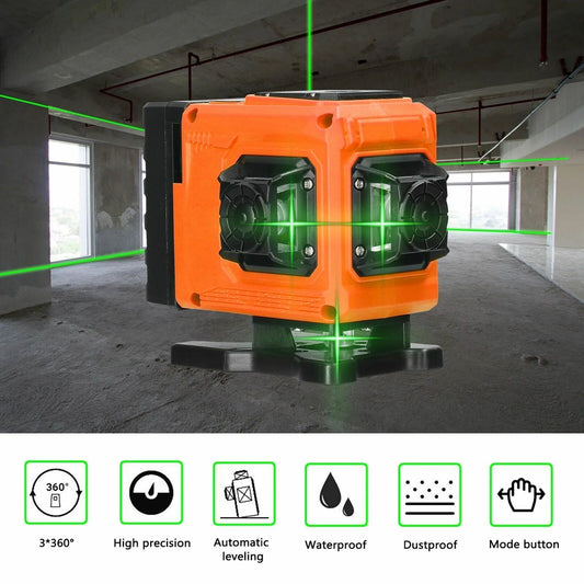 4D 16 Lines Self-Leveling Cross Line Laser Level with LCD Screen