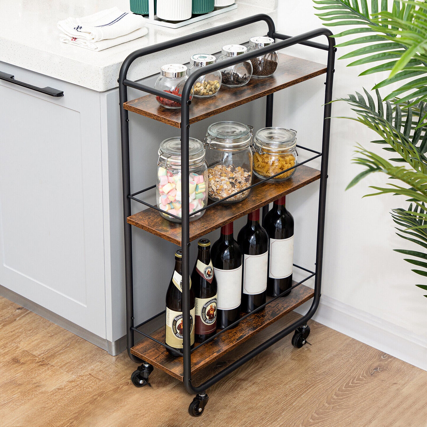 Storage Trolley Bar Cart Kitchen Storage Cart