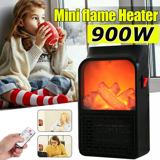 NEW! 900W Portable Plug In Wall Heater Mini Electric Fan Space Warmer with Remote