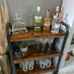 Industrial Drinks Trolley Rustic Metal Cart Vintage Serving Shelf Kitchen Table