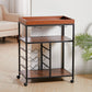 Industrial Glass Drinks Trolley Rustic Metal Cart Serving Shelf Kitchen Table UK