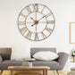 60CM Large Skeleton Metal Roman Wall Clock Big Numerals Giant Open Round Face UK