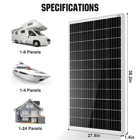 120W Solar Panel Kit with Mounting Brackets for RV Campervan Caravan