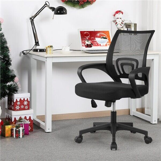 Home Office Chair Computer Desk Chair Swivel with Back Support Wheel Study Black