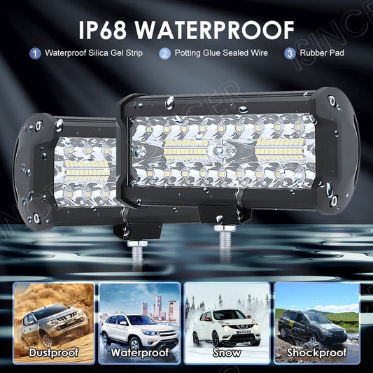 7" inch LED Work Light Bar Flood Spot Lights Driving Lamp Offroad Car Truck SUV 716852947706