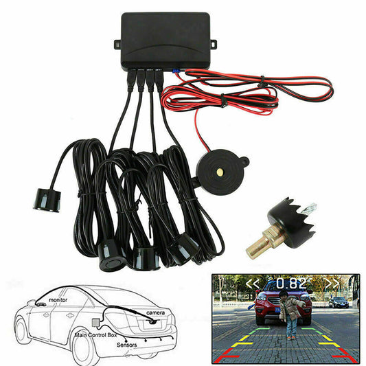 4x Black Parking Sensors Car Reverse Backup Rear Radar Alert System Buzzer KIT FREE SHIPPING