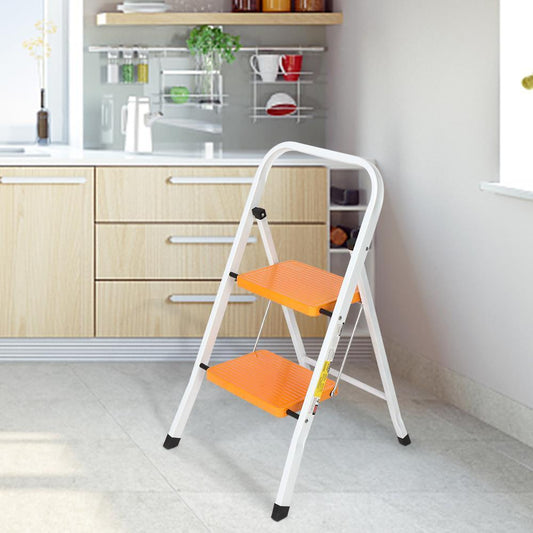 Foldable 2 Step Ladder Non Slip 2 Tread Safety Small Stool Ladders Kitchen