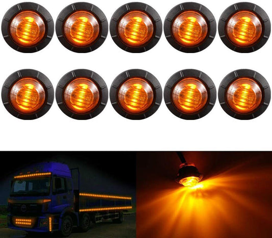 10Pcs 12V Car Truck Lorry Round LED Bullet Button Side Mini Marker Lights Lamp