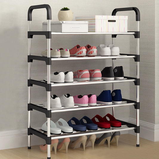 NEW 4 TIER SHOE RACK STAND COMPACT SPACE SAVING STORAGE ORGANISER SHELF